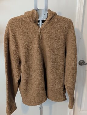 Women's Cozy Quarter-Zip Sherpa Pullover - Camel